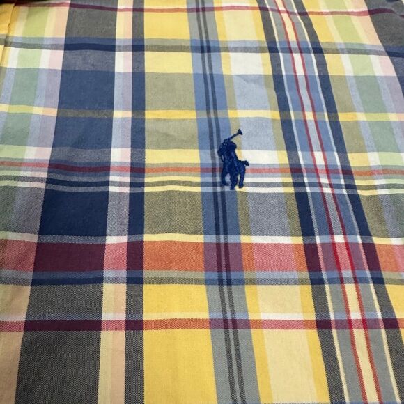 Ralph Lauren Shirt Mens XL Blue‎ Yellow Plaid Long Sleeve Button Up Custom Fit - Picture 2 of 12